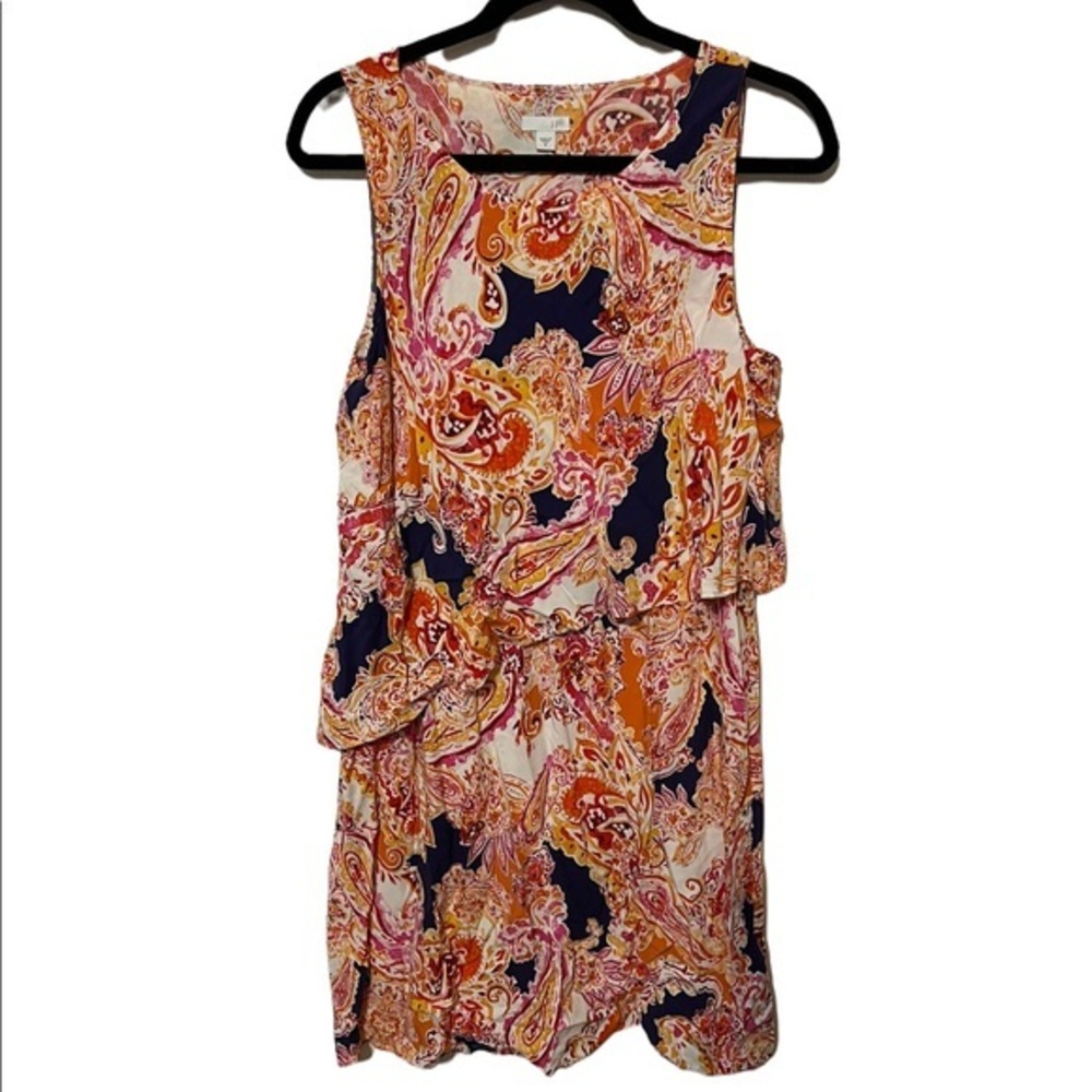 J. Jill PaisleyShort Sleeve Dress Oranges and Yellows Size Medium
